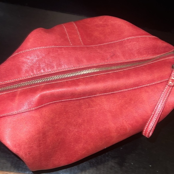 Vintage Red Leather COACH Duffel Sac Messenger Style Bag - Picture 8 of 11